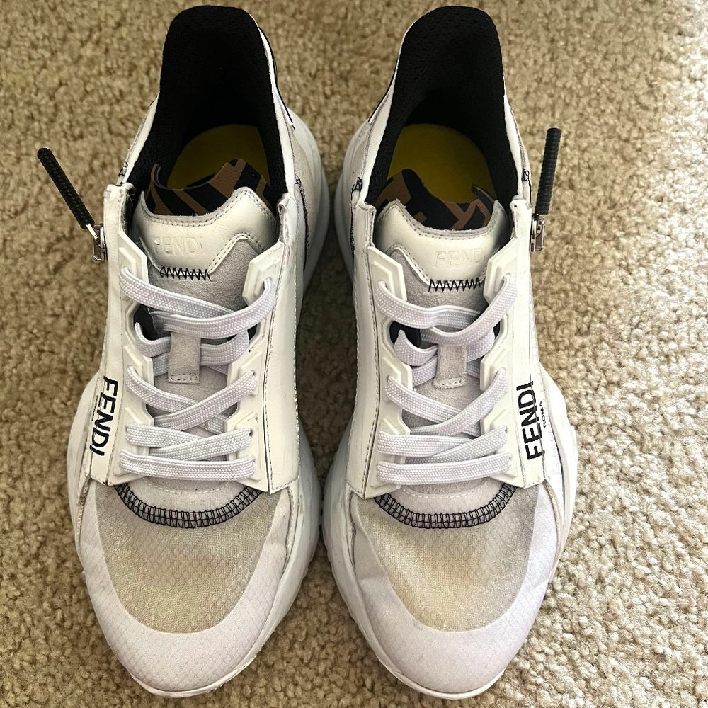 Fendi Flow White nylon and suede low tops